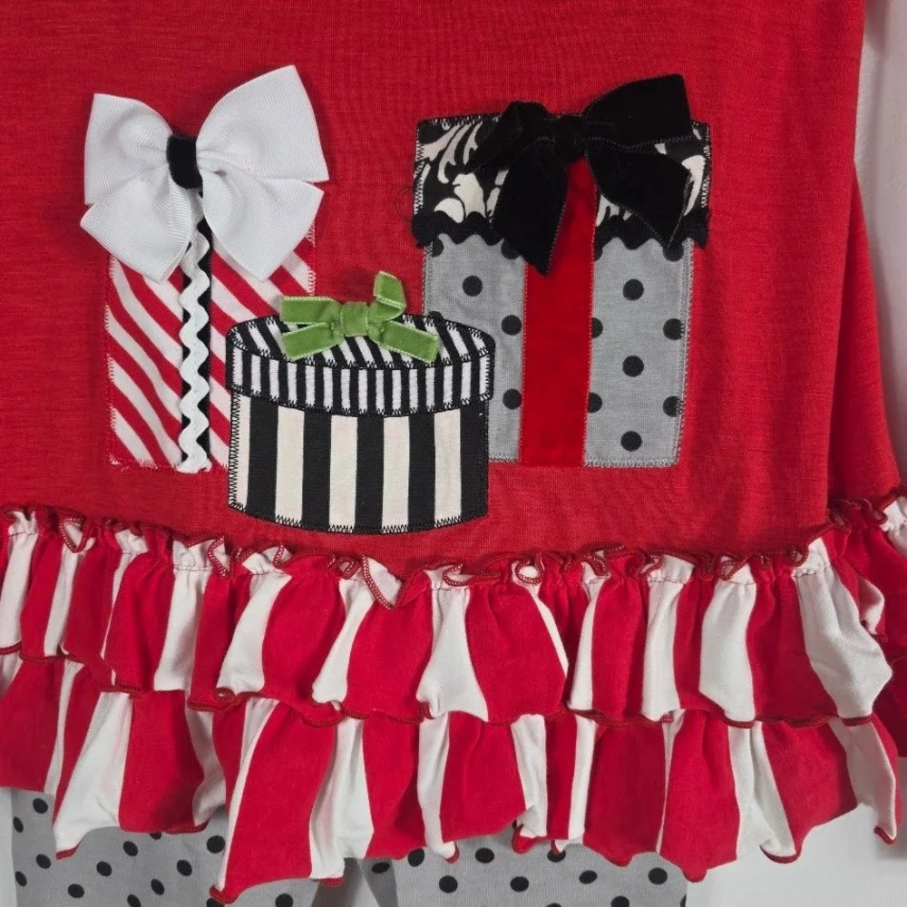 Peaches‎ n Cream Girls Red Polka Dot Legging Set Size 5 Holiday Gift Theme